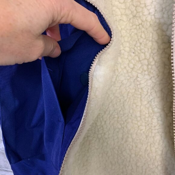 Vintage 80s 90s Sherpa Lined Blue Retro Vest - Picture 5 of 10